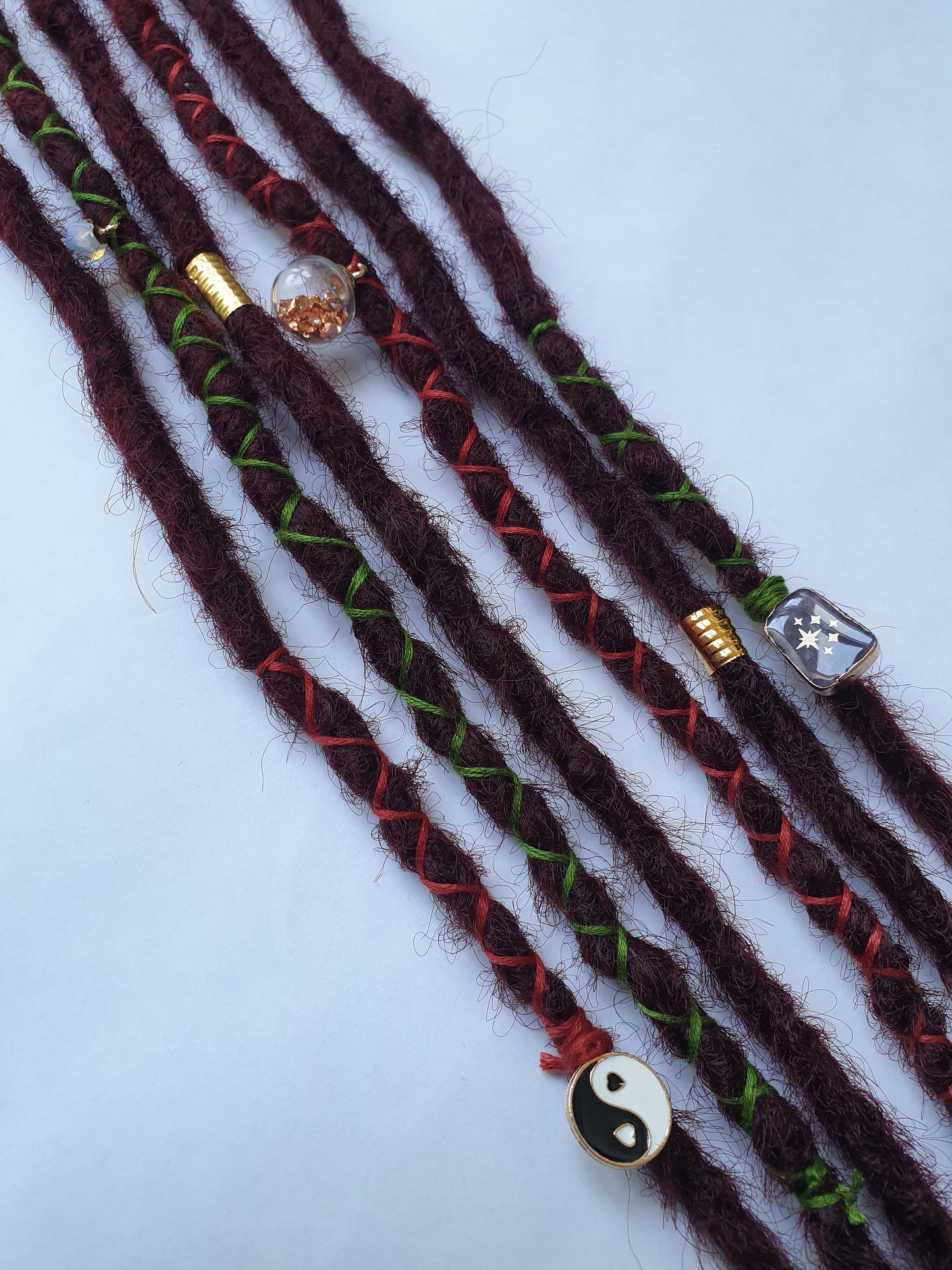 READY TO SHIP Burgendy Dreadlock Accent Set - Realistic Crochet dreadlocks. Single Ended se red dreads