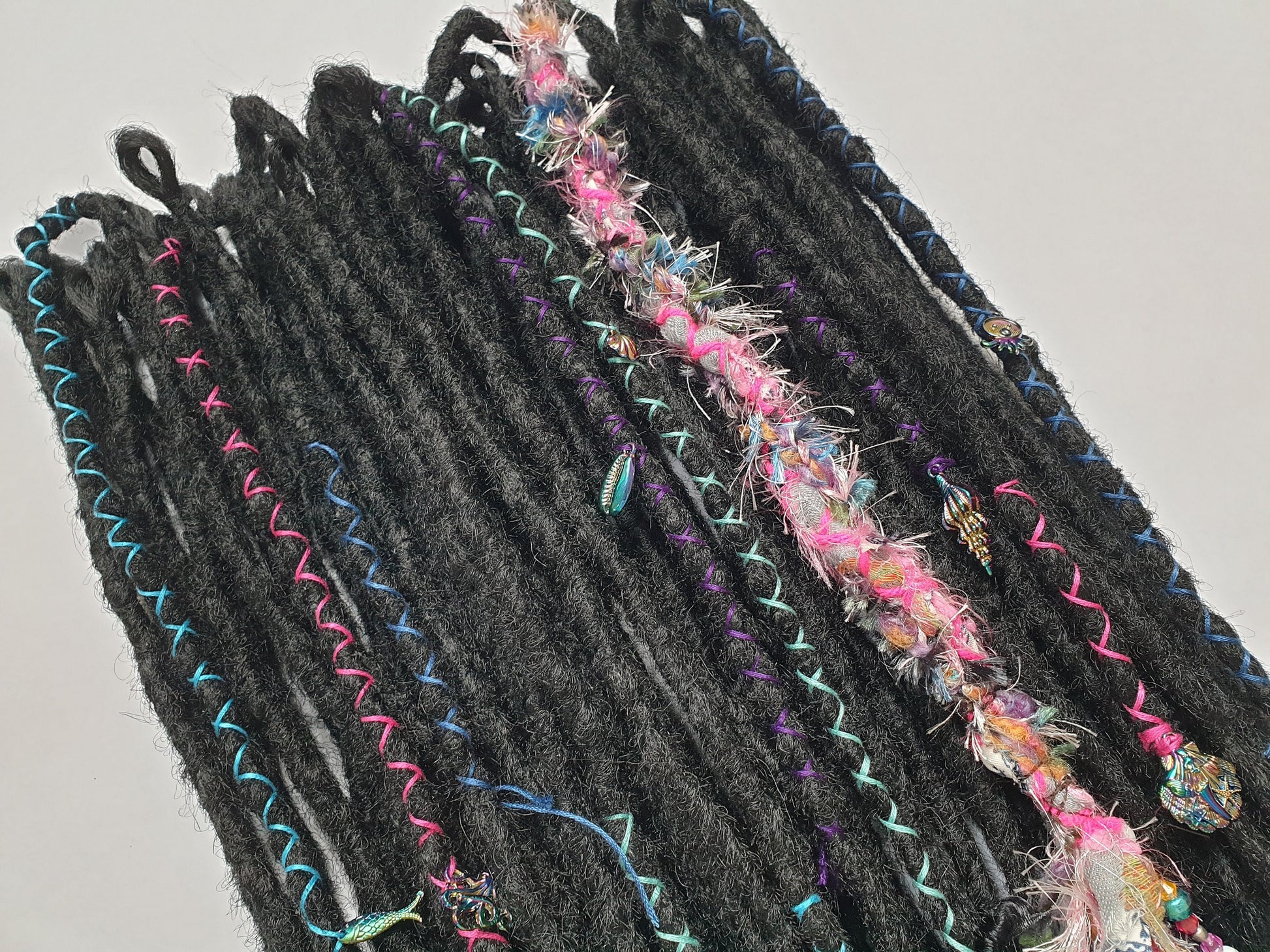 READY TO SHIP Full head of braid in dreadlocks jet black synthetic dreads loc extensions. High Quality Crochet made with Henlon.