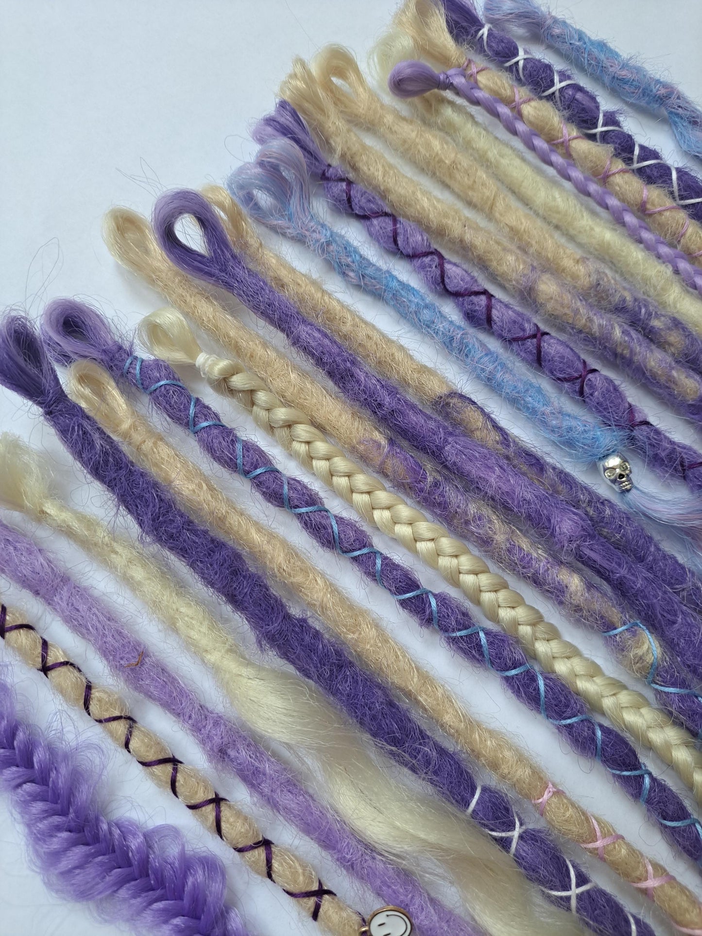 READY TO SHIP dreadlock accent set blonde purple dreads braids. 20 x single ended braid in extensions.High Quality Crochet made with Henlon.