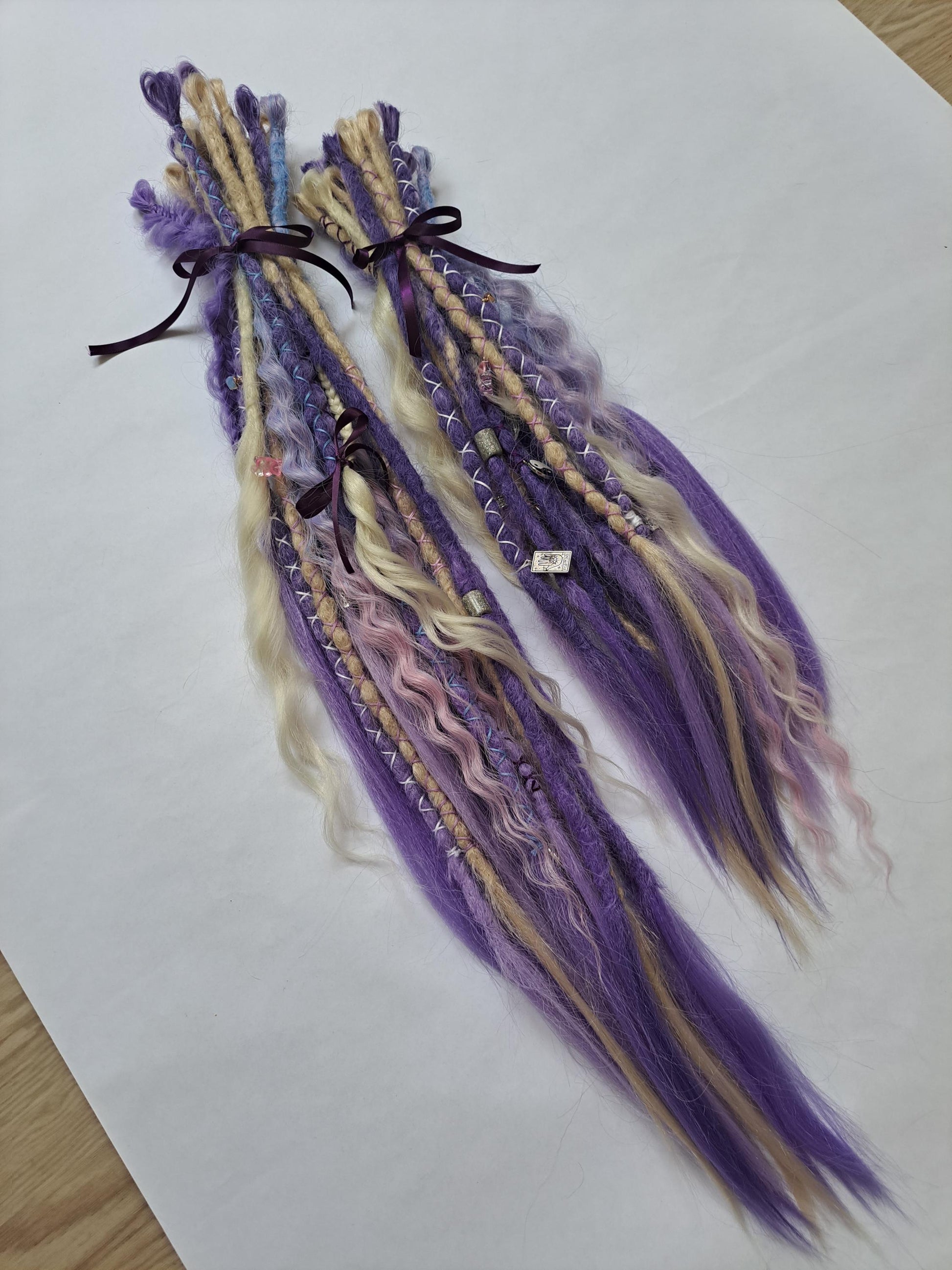 READY TO SHIP dreadlock accent set blonde purple dreads braids. 20 x single ended braid in extensions.High Quality Crochet made with Henlon.